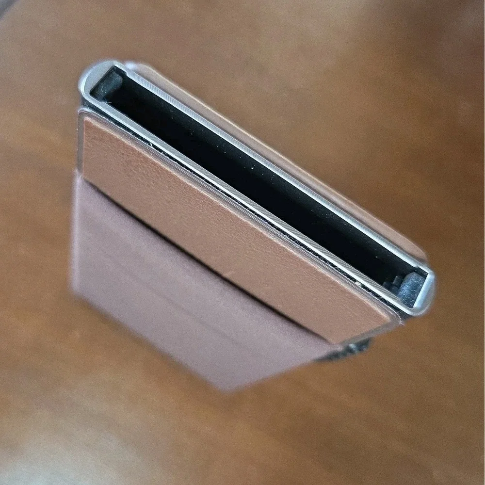VULKIT Card Holder with Side Slider Pop Up Wallet RFID Blocking Slim Metal Bank